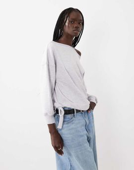ASOS DESIGN ASOS DESIGN dropped shoulder sweatshirt in gray heather-White