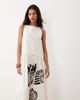 ASOS DESIGN ASOS DESIGN dropped waist maxi dress with natural shell embroidery in neutral - 2