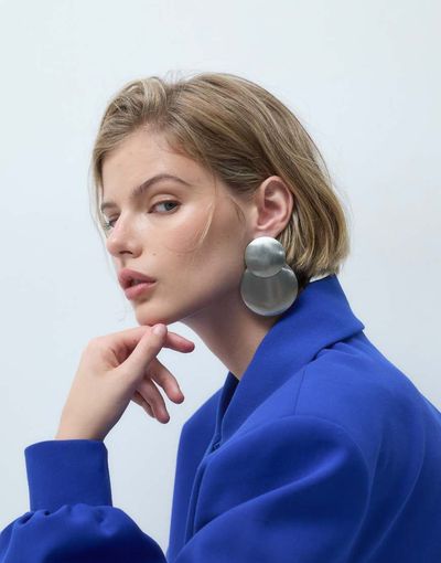 ASOS DESIGN ASOS DESIGN earrings with double drop discs in brushed silver