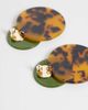 ASOS DESIGN ASOS DESIGN earrings with double drop faux-shell discs in green and tort resin-Brown - 3