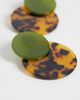 ASOS DESIGN ASOS DESIGN earrings with double drop faux-shell discs in green and tort resin-Brown - 4