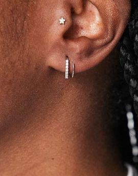 ASOS DESIGN ASOS DESIGN earrings with pull through hoop design in silver tone