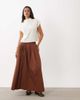 ASOS DESIGN ASOS DESIGN elasticated waist volume maxi skirt in brown - 1