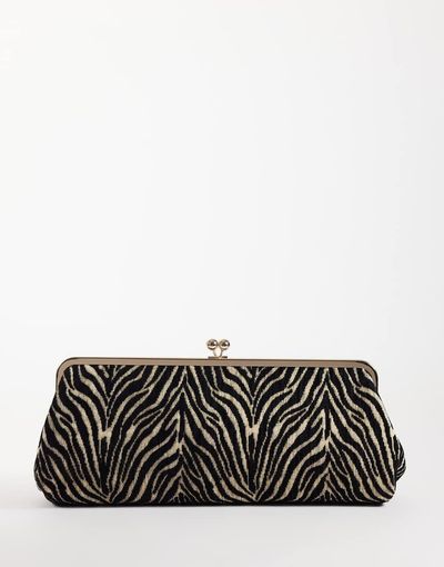 ASOS DESIGN ASOS DESIGN elongated frame clutch bag in zebra print-Multi