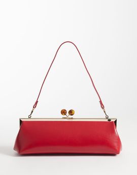 ASOS DESIGN ASOS DESIGN elongated frame clutch bag with shoulder strap in red