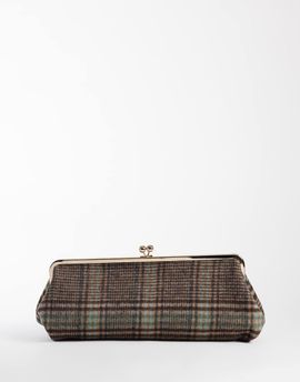 ASOS DESIGN ASOS DESIGN elongated frame clutch in check print-MULTI