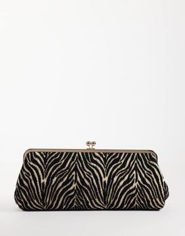 ASOS DESIGN ASOS DESIGN elongated frame clutch in zebra print-Multi
