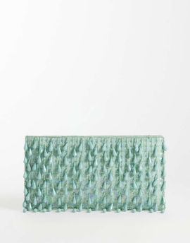 ASOS DESIGN ASOS DESIGN embellished droplet zip top clutch bag in light blue