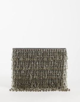 ASOS DESIGN ASOS DESIGN embellished droplet zip top clutch in gray