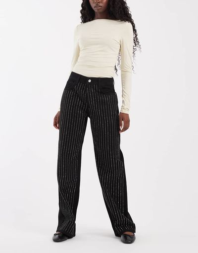 ASOS DESIGN ASOS DESIGN embellished jeans in black-Navy