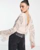 ASOS DESIGN ASOS DESIGN embellished long sleeve festival top with fringe detail in peach-Orange - 2