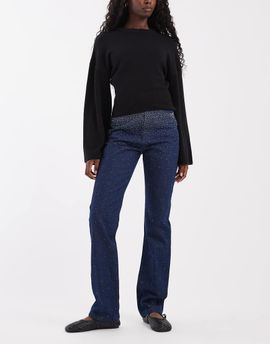 ASOS DESIGN ASOS DESIGN embellished waistband jeans in rinse wash-Navy