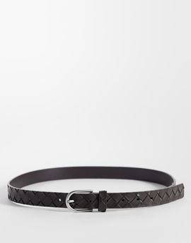 ASOS DESIGN ASOS DESIGN embossed basket weave belt in brown faux leather