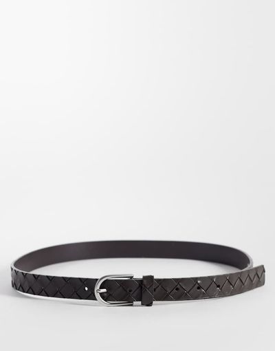 ASOS DESIGN ASOS DESIGN embossed basket weave belt in brown faux leather