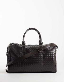 ASOS DESIGN ASOS DESIGN embossed weave holdall bag in brown