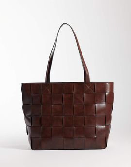 ASOS DESIGN ASOS DESIGN embossed weave tote bag in brown