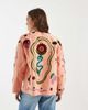 ASOS DESIGN ASOS DESIGN embroidered collarless jacket in peach-pink - 4
