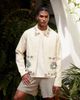 ASOS DESIGN ASOS DESIGN embroidered harrington jacket in ecru-Neutral - 1
