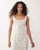 ASOS DESIGN ASOS DESIGN embroidered midi slip dress in ecru with blue floral print-White - 3