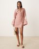 ASOS DESIGN ASOS DESIGN embroidered wrap shirt mini dress with wide cuff in stripe-Multi - 2