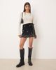 ASOS DESIGN ASOS DESIGN embroidery detailing velvet wrap mini skirt-Black - 1