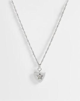 ASOS DESIGN ASOS DESIGN engraved star shield pendant necklace in silver