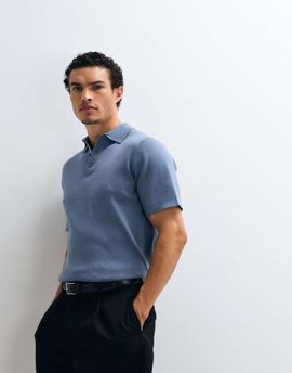 ASOS DESIGN ASOS DESIGN Essential fine-rib knit polo in blue