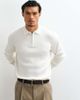 ASOS DESIGN ASOS DESIGN Essential knit lightweight quarter zip polo shirt in ecru-White - 2