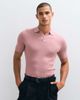 ASOS DESIGN ASOS DESIGN Essential muscle-fit fine-rib knit polo shirt in pink - 1