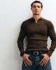 ASOS DESIGN ASOS DESIGN Essentials micro rib knit muscle fit lightweight polo shirt in brown - 2