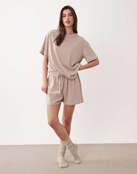 ASOS DESIGN ASOS DESIGN Essentials oversized tee and shorts pajama set in brown heather