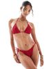 ASOS DESIGN ASOS DESIGN Este charm crochet tie side bikini bottoms in red - 1