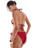 ASOS DESIGN ASOS DESIGN Este charm crochet tie side bikini bottoms in red - 3