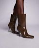 ASOS DESIGN ASOS DESIGN Everly angled toe heeled ankle boots in olive-Green - 1