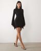 ASOS DESIGN ASOS DESIGN exaggerated sleeve high neck cross neck mini dress in black - 2