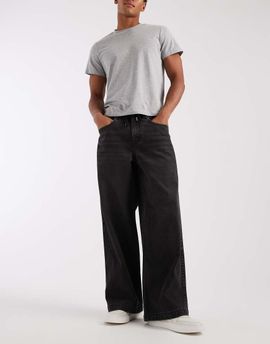 ASOS DESIGN ASOS DESIGN extreme baggy jeans in washed black with embroidered back pockets and tie waist