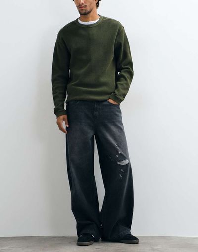 ASOS DESIGN ASOS DESIGN extreme baggy jeans in washed black with rips
