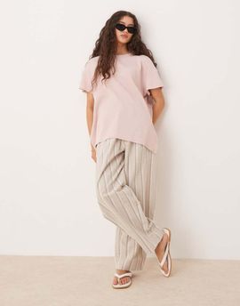 ASOS DESIGN ASOS DESIGN extreme hem oversized waffle T-shirt in washed pink