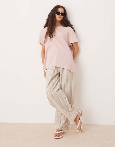 ASOS DESIGN ASOS DESIGN extreme hem oversized waffle T-shirt in washed pink
