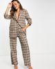 ASOS DESIGN ASOS DESIGN extreme man suit mansy pants in brown plaid with exaggerated belt-Multi - 4