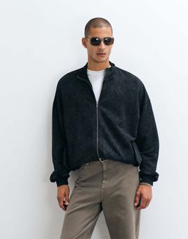 ASOS DESIGN ASOS DESIGN extreme oversized funnel neck jacket with acid wash in black