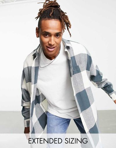 ASOS DESIGN ASOS DESIGN extreme oversized shirt in brushed flannel gray buffalo check