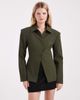 ASOS DESIGN ASOS DESIGN extreme shoulder collar detail blazer in olive pinstripe-Green - 1