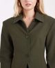 ASOS DESIGN ASOS DESIGN extreme shoulder collar detail blazer in olive pinstripe-Green - 3