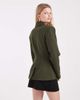 ASOS DESIGN ASOS DESIGN extreme shoulder collar detail blazer in olive pinstripe-Green - 4