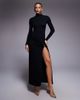 ASOS DESIGN ASOS DESIGN extreme thigh slit maxi dress with silver-tone hardware detailing in black - 1