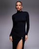 ASOS DESIGN ASOS DESIGN extreme thigh slit maxi dress with silver-tone hardware detailing in black - 2