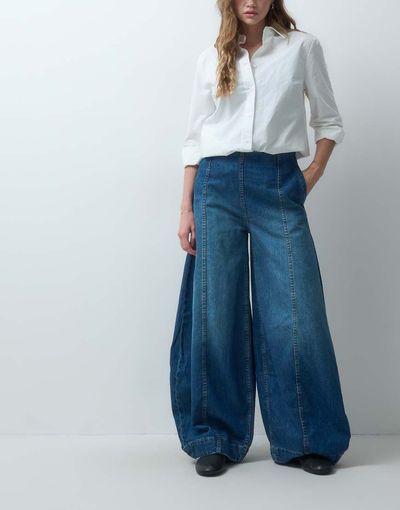 ASOS DESIGN ASOS DESIGN extreme wide leg barrel jean in vintage mid blue