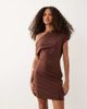 ASOS DESIGN ASOS DESIGN eyelet detail off the shoulder mini dress in brown - 3
