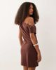 ASOS DESIGN ASOS DESIGN eyelet detail off the shoulder mini dress in brown - 4